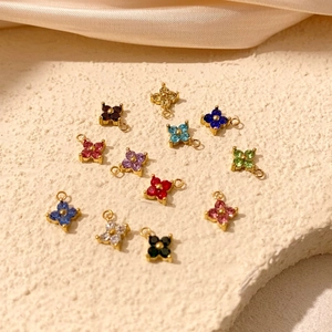 Colorful star-shaped zircon flower pendants in gold-plated settings for DIY jewelry