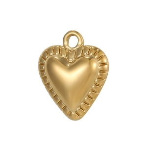 Gepolijste gouden hartvormige hanger met radiale gravures voor DIY-sieraden