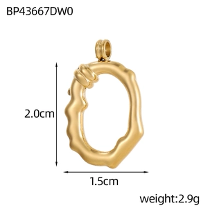 Golden irregular oval lava texture pendant 2.0x1.5cm stainless steel necklace charm