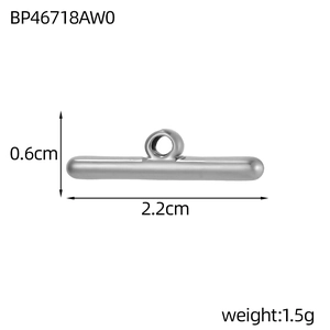 Detailed view of silver stainless steel toggle clasp component measuring 2.2cm in length
