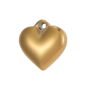 Minimalist gold heart-shaped stainless steel pendant charm for DIY jewelry necklace