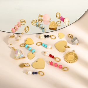 Roestvrijstalen bedels met kleurrijke kralen en hartjes voor DIY sieraden en kettingen