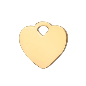 Pendentif cœur doré poli pour bracelets DIY avec une finition métallique lisse