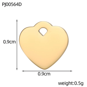 Elegante gouden hart hanger van roestvrij staal voor DIY sieraden maken 0.9cm