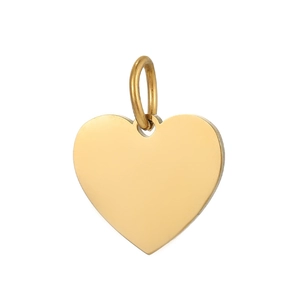 Pendentif cœur en or poli avec anneau circulaire pour la création de bijoux DIY