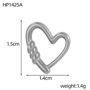 Silver heart pendant detail with rope texture, size 1.5x1.4cm, weight 1.4g, item HP1425A