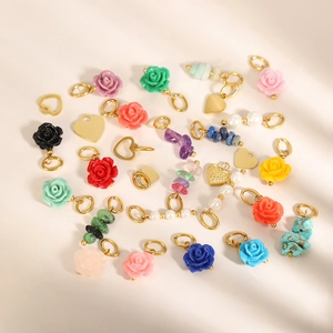 Colorful natural stone and pearl charms set in bohemian style for DIY jewelry making