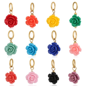 French Elegant Stainless Steel Rose Flower Pendant For Jewelry Making Handmade Charm DIY Earring Necklace Accessory