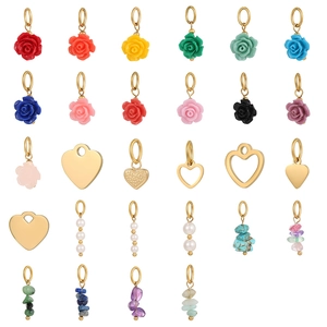 French style stainless steel rose and heart charms for DIY jewelry making accessories