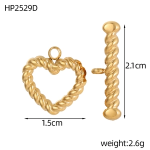 Detailed view of twisted heart toggle clasp jewelry making set in gold finish