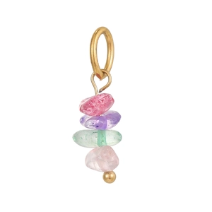 Multicolor natural stone pendant with gold ring for bags and DIY keychains