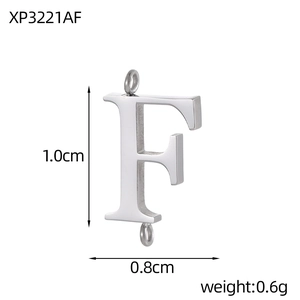 Polished stainless steel letter F connector charm 1.0cm by 0.8cm for DIY jewelry making