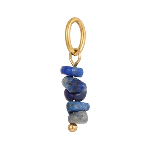 Gold stainless steel pendant with blue natural lapis lazuli stones for DIY jewelry
