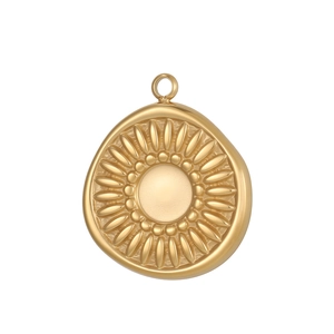 Goldener Vintage-Sonnenblumenanhänger mit Zirkonia auf weißem Hintergrund