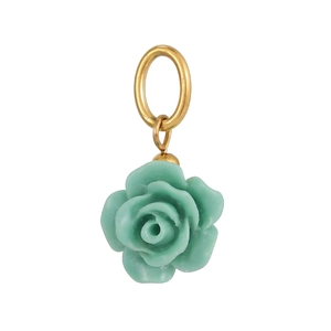 Colorful resin rose flower keychain pendant with golden metal ring for DIY jewelry making