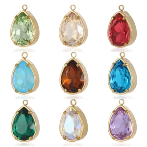 Prachtige Roestvrijstalen Druppelhanger Met Ingelegde Strass Voor Doe-het-zelf Sieraden Maken Gefacetteerde Kleurrijke Waterdruppel Charm Accessoire Voor Dames Ketting Oorbellen