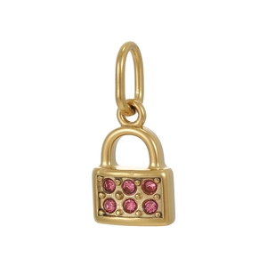 Colgante de candado de corazón en oro con circonitas rosas para la creación de joyas DIY