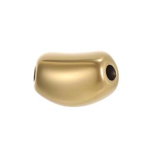 Polished gold stainless steel bean pendant with center hole for DIY jewelry making