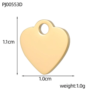Polished gold heart charm pendant 1.1cm x 1.0cm for beaded jewelry making accessories