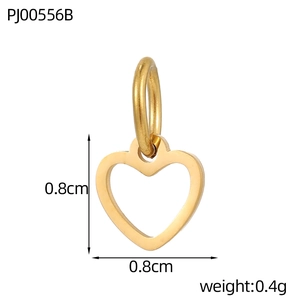Detailed macro view of a 0.8cm golden stainless steel heart-shaped charm pendant