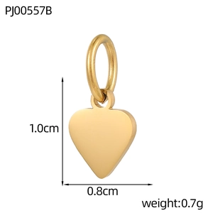 Polished golden heart pendant detail with circular ring, dimensions 1.0cm by 0.8cm