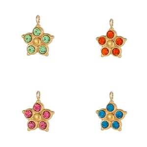 Edelstahl Stern Blume DIY Anhänger Strass Gold Silber Kette Halskette Mode Schmuckherstellung Zubehör