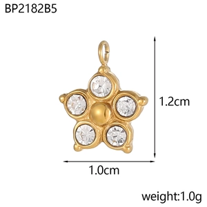 Sternförmiger Edelstahl-Anhänger mit weißen Zirkonia-Steinen und Gold-Finish