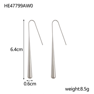 Details zu polierten silbernen Tropfenohrringen mit 6,4 cm Länge und Haken-Design-Maßen