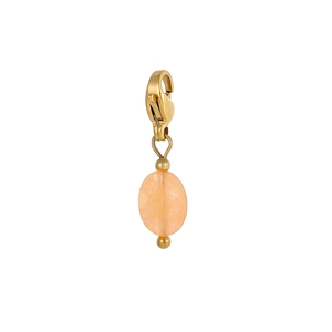 Colgante DIY con piedra natural ovalada naranja claro y cierre de langosta dorado