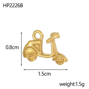 Golden Vespa-style scooter pendant with 1.5cm length and 1.5g weight for DIY jewelry