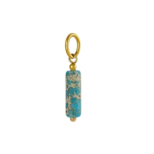 Pendentif cylindrique DIY en turquoise avec perles dorées et anneau métallique