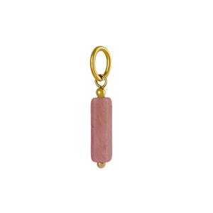 Pendentif DIY minimaliste en pierre naturelle rose avec perles dorées et anneau de suspension