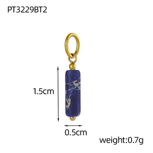 Pendentif en pierre naturelle bleue, longueur 1,5 cm avec anneau doré