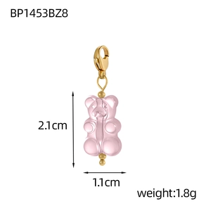 Rosa Gummibärchen Anhänger Maße 2.1cm mal 1.1cm mit goldenem Metall Karabinerverschluss