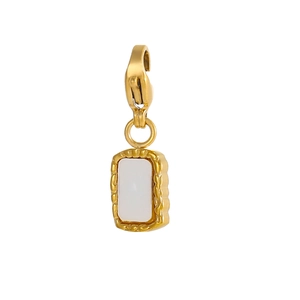 Vintage lobster clasp pendant with micro-set white shell inlay in gold plated finish