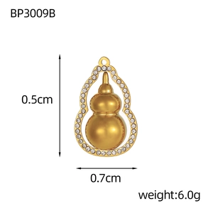 Gold Wu Lou pendant with micro-inset zircons for DIY jewelry making accessories