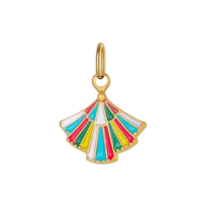 Shell shaped gold pendant with colorful enamel drips for DIY jewelry making and necklaces