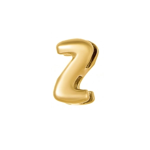Macro shot of 18K gold-plated stainless steel letter Z pendant with a 3D puffed design