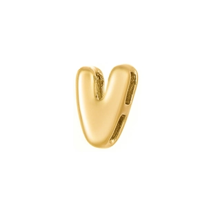 Polished 18K gold-plated stainless steel hollow letter V pendant for DIY jewelry