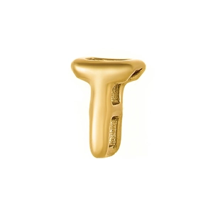 Detailed macro view of 18K gold-plated hollow letter T pendant for custom jewelry