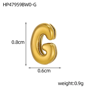 Detailed size view of an 18K gold-plated stainless steel hollow letter G pendant