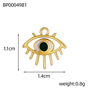 Pendentif œil maléfique doré avec émail, breloque de 1,4 cm pour création bijoux
