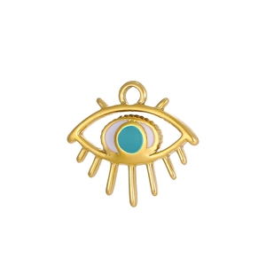Pendentif œil grec doré avec émail bleu et blanc pour la création de bijoux DIY