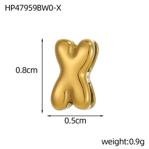 Golden hollow X-shaped pendant in stainless steel with 0.8cm height and 0.5cm width