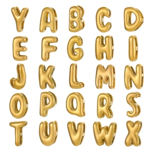 Stainless Steel 3D Bubble Alphabet Pendant Initial Letter Charm 18K Gold Plated Minimalist DIY Jewelry Making Accessory For Necklace