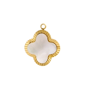 Pendentif trèfle doré avec incrustation en nacre pour la création de bijoux DIY