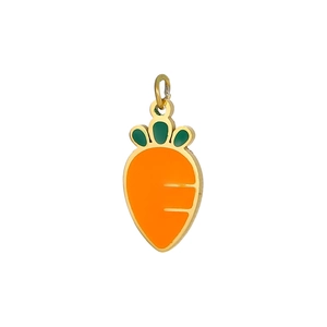 Mini ciondolo a forma di carota con smalto arancione e verde per gioielli fai da te