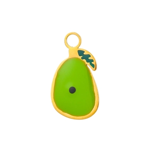 Mini ciondolo a forma di avocado dorato con smalto verde per creazione gioielli fai da te