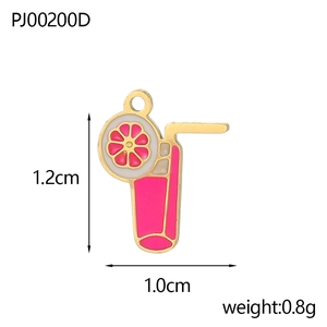 Ciondolo a forma di tazza rosa con limone per gioielli fai-da-te, pendente in metallo 1,2cm