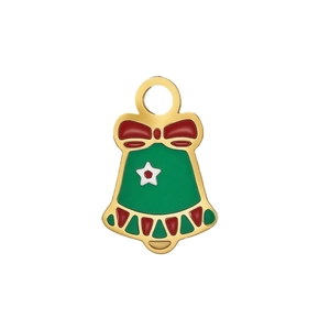 Pendentif cloche de Noël vert avec nœud rouge pour la création de bijoux DIY